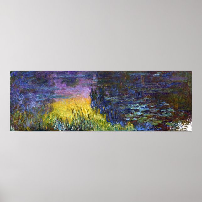 Monet - Vatten Lilies som sätter Sol Poster (Framsidan)