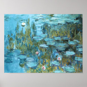 Monet - Vatten Lilies (turkos), 1915 Poster