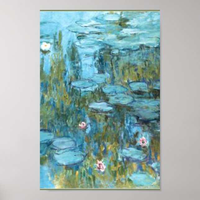 Monet-Vatten Lilies (turkos) Poster (Framsidan)