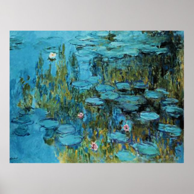 Monet - Vatten Lilies, Turquise Poster (Framsidan)