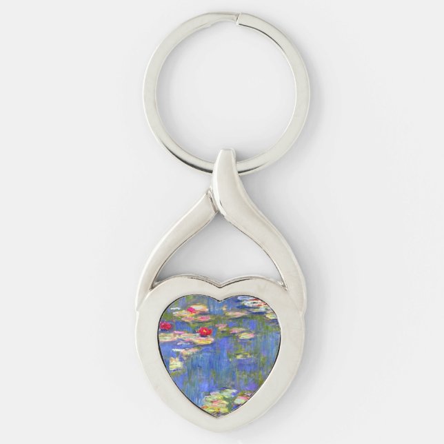 Monet Vatten Lilies Twisted Heart Silverfärgad Nyckelring (Framsidan)