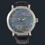 Monet Vatten Lilies Wristwatch Armbandsur<br><div class="desc">Monets målning av vatten lilies gör perfekten ansikte till en vacker armur. Siffrorna är vita. Vi visar den här klockdesignen på ett enkelt och lättläst klockspel med ett svart läderband av vintage, men den finns också på flera andra stilar av klocka och färg av klockband - för vuxnor och barn...</div>