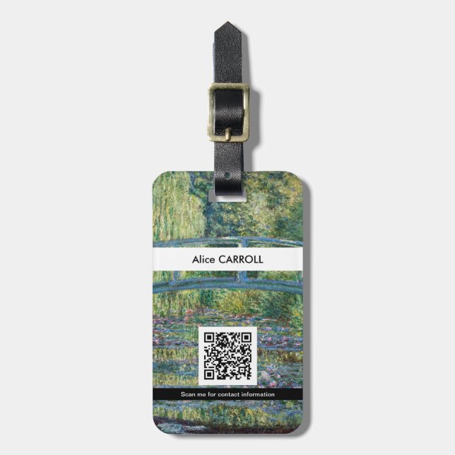 Monet - Vatten Lily, Grönt Harmony - QR-kod Bagagebricka (Vertikal Framsida)