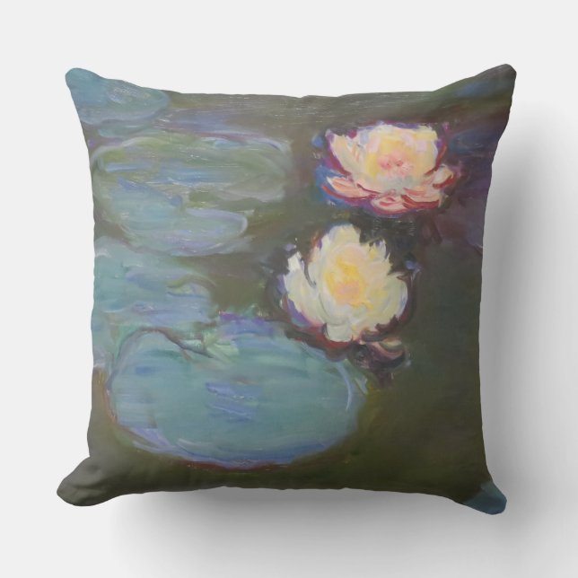Monet Vatten Lily Lilies Pond Waterlilies Painting Kudde (Framsida)