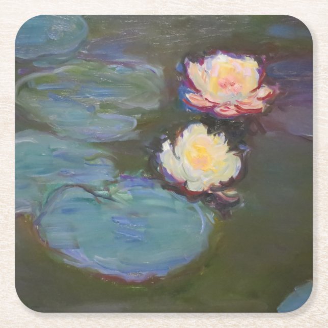 Monet Vatten Lily Lilies Pond Waterlilies Painting Underlägg Papper Kvadrat (Framsidan)