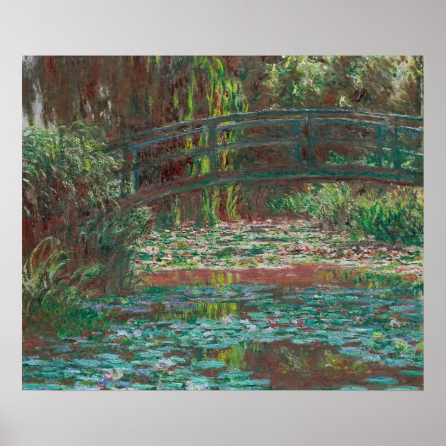 Monet Vatten Lily Pond Bridge Painting Poster (Framsidan)