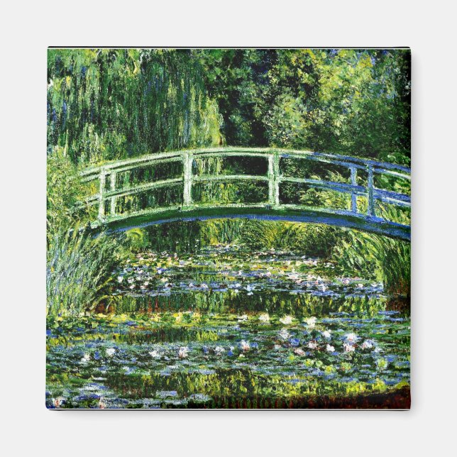 Monet - Vatten Lily Pond, grönt Magnet (Framsidan)