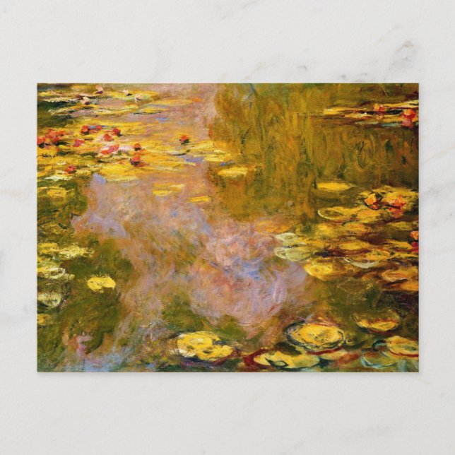 Monet - Vatten Lily Pond, Gult Lily Dynors Vykort (Framsida)
