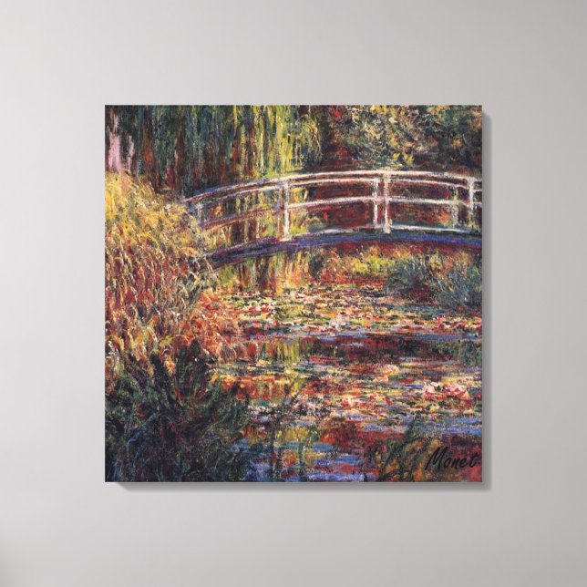 MONET Vatten Lily Pond Ro Stretched Kanvastryck (Framsida)