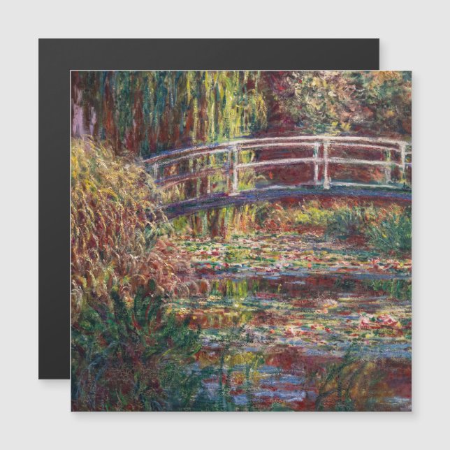 Monet - Vatten Lily Pond Rosa Harmony Magnetic Car (Fram/baksida)