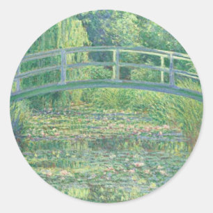 Monet, Vatten Lily Pond Sticker Runt Klistermärke