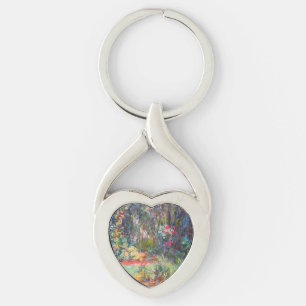 Monet Vatten Lily Pond Twisted Heart Silverfärgad Nyckelring
