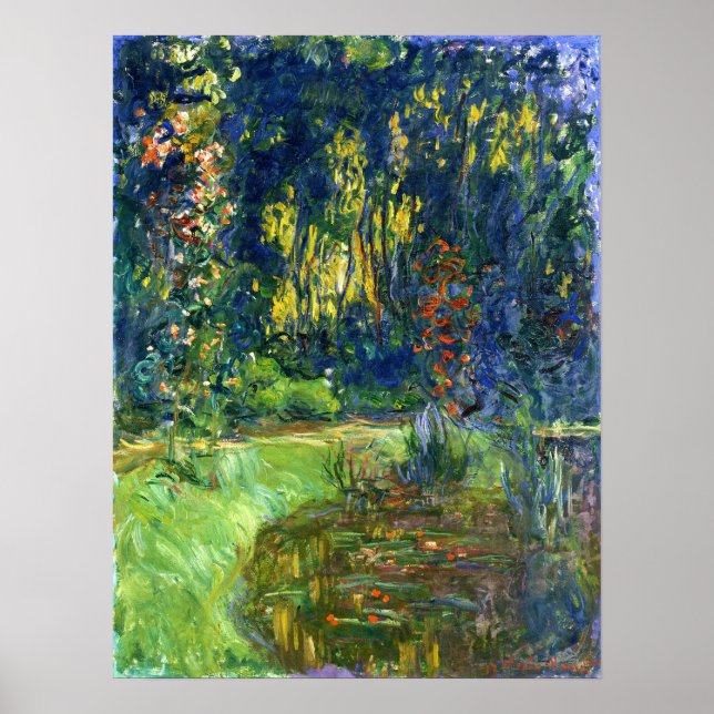 Monet - Vatten Lily Pond vid Giverny 1919 Poster (Framsidan)