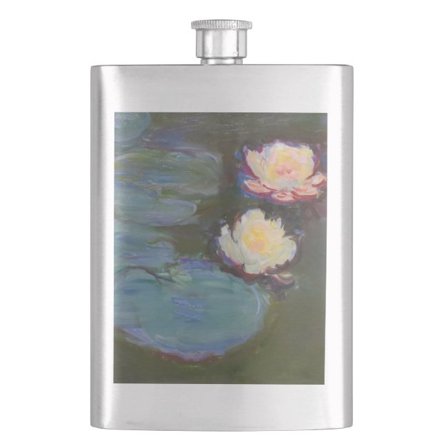 Monet vattenlilja liljor damm vattenliljor målning fickplunta (Framsidan)