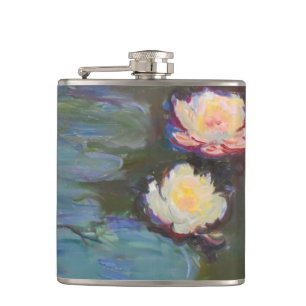 Monet vattenlilja liljor damm vattenliljor målning fickplunta