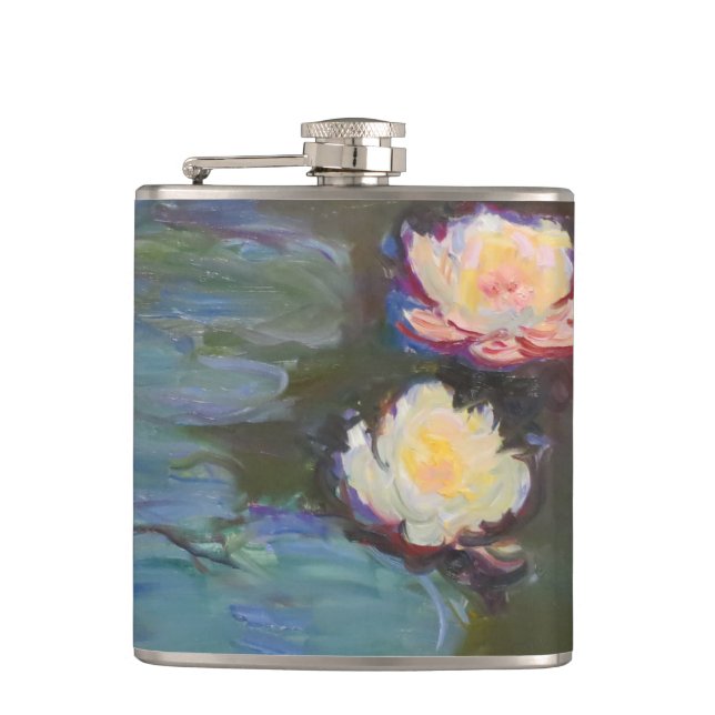 Monet vattenlilja liljor damm vattenliljor målning fickplunta (Framsidan)