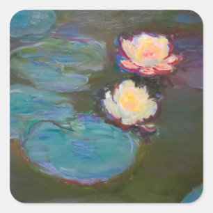 Monet vattenlilja liljor damm vattenliljor målning fyrkantigt klistermärke