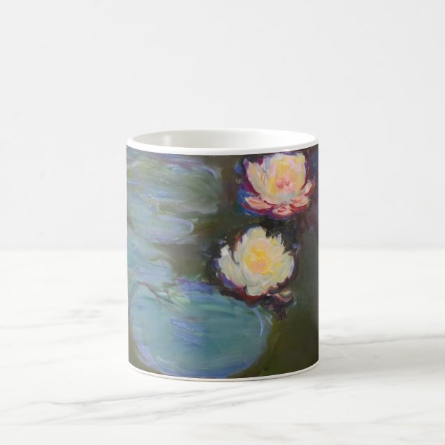 Monet vattenlilja liljor damm vattenliljor målning kaffemugg (Center)