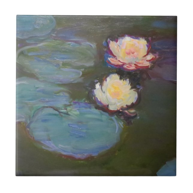 Monet vattenlilja liljor damm vattenliljor målning kakelplatta (Framsidan)