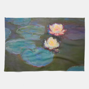 Monet Vattenlilja Liljor Damm Vattenliljor Målning Kökshandduk