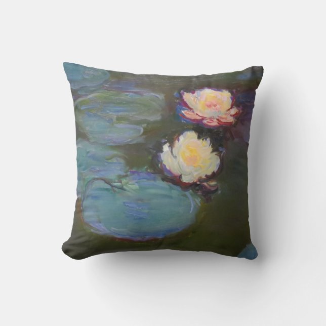 Monet vattenlilja liljor damm vattenliljor målning kudde (Framsida)