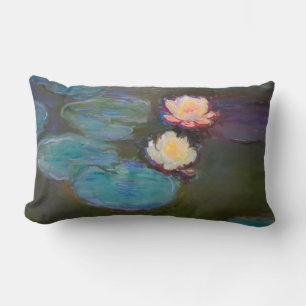 Monet vattenlilja liljor damm vattenliljor målning lumbarkudde