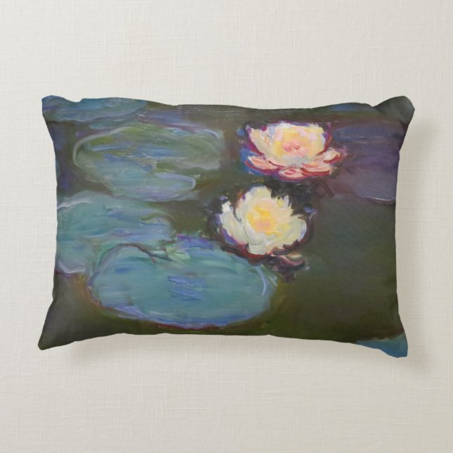 Monet vattenlilja liljor damm vattenliljor målning prydnadskudde (Baksidan)