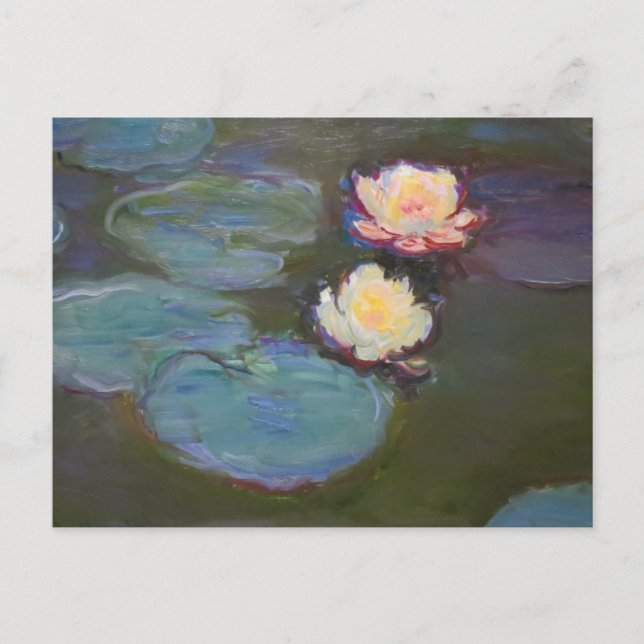 Monet Vattenlilja Liljor Damm Vattenliljor Målning Vykort (Framsida)