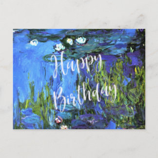 Monet - Vattenliljor, blå indigo, födelsedagsönskn Vykort