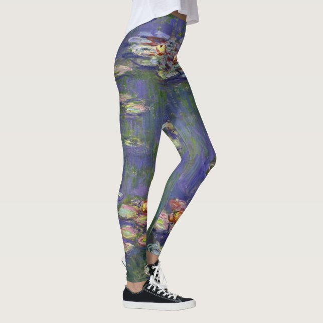 Monet Vattenliljor Mästerverk Målning Leggings (Höger)