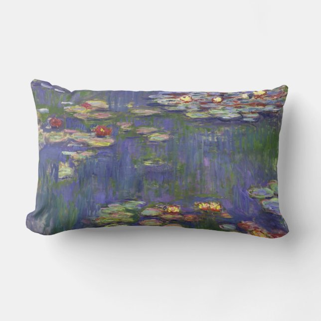 Monet Vattenliljor Mästerverk Målning Lumbarkudde (Framsida)