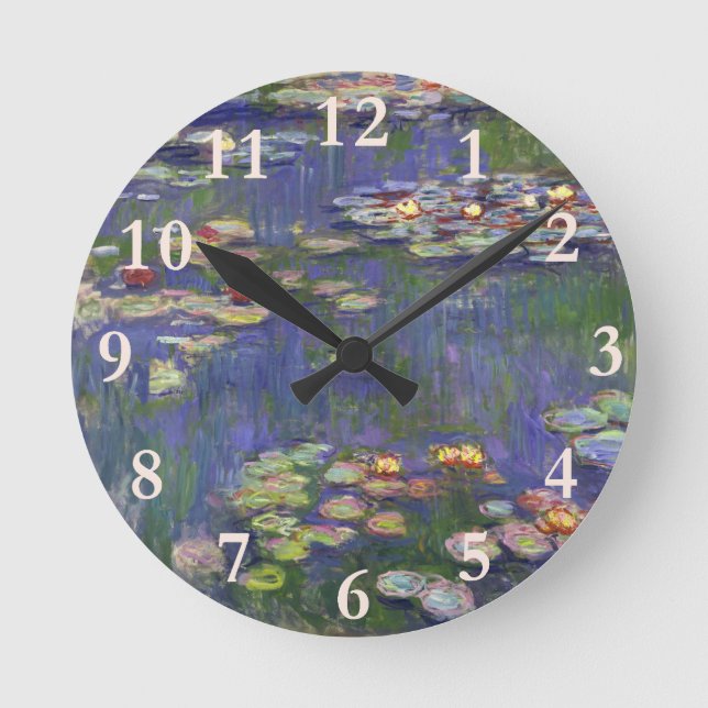 Monet Vattenliljor Mästerverk Målning Rund Klocka (Framsida)