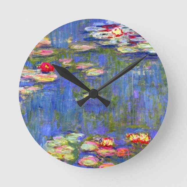 Monet Vattenliljor  Rund Klocka (Framsida)