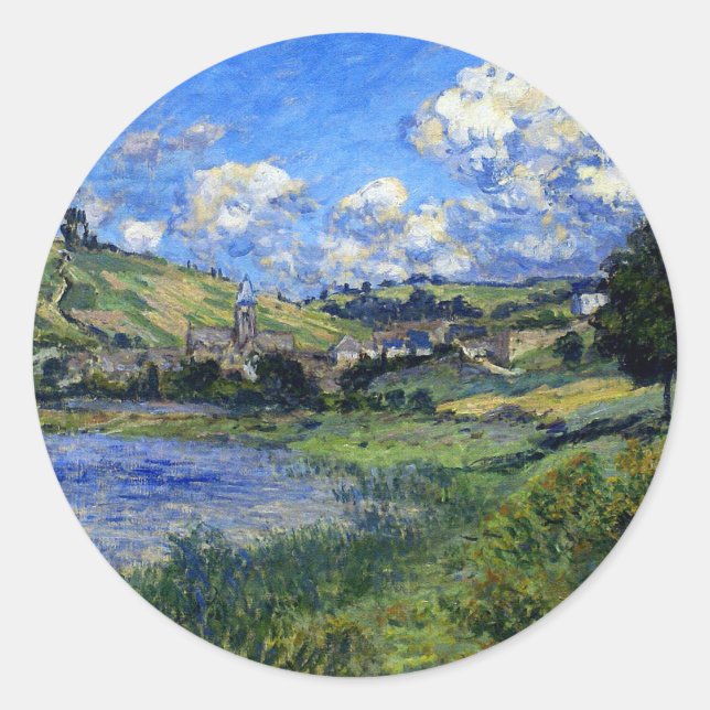 Monet - Vetheuil, Paysage Runt Klistermärke (Framsida)
