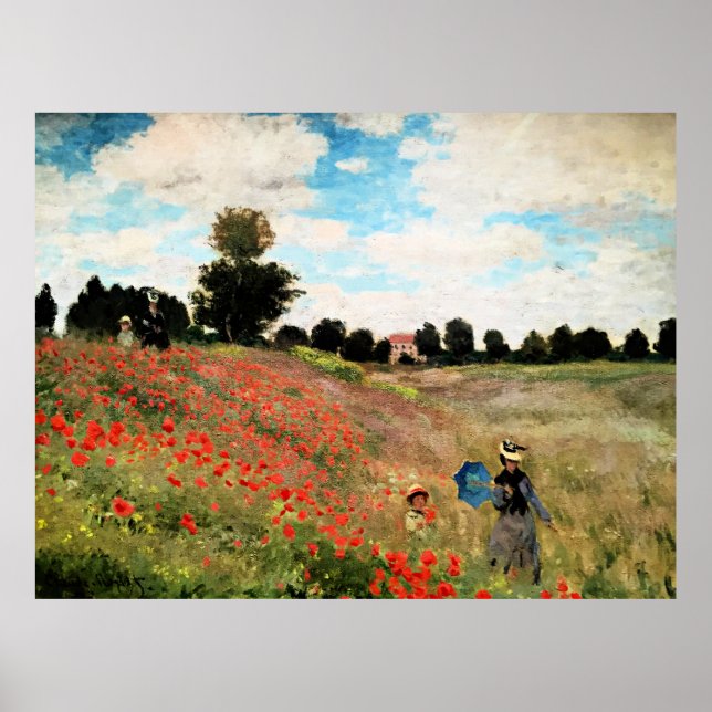 Monet - Vild Poppies nära Argentina, bra konst Poster (Framsidan)