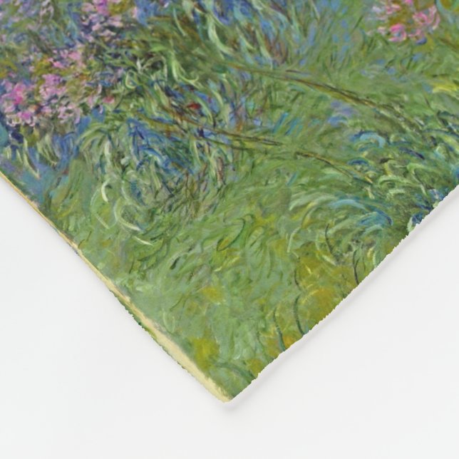 Monet vintage blomster trädgård vas bukett berömd fleecefilt (Hörn)