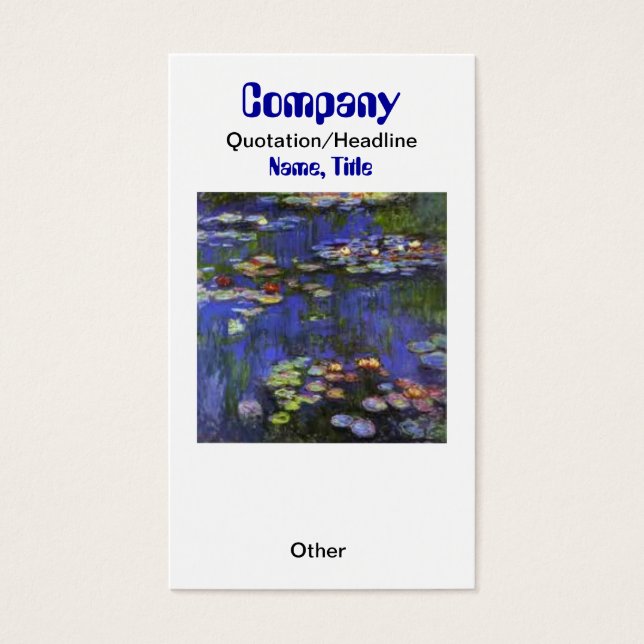 Monet Waterlilies Anpassningsbar Earring Visning/B Visitkort (Framsidan)