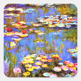 Monet Waterlilies Fyrkantigt Klistermärke