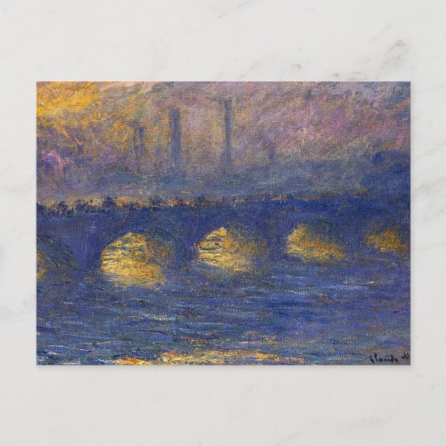 Monet - Waterloo Bridge, Overcast Weather Vykort (Framsida)