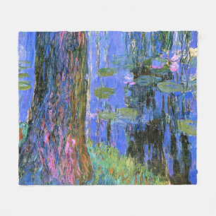 Monet - Weeping Willow och Vatten Lily Pond. Fleecefilt