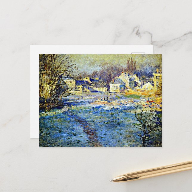 Monet - White Frost, 1875-grafik Vykort (Fram/Back In Situ)
