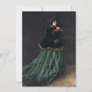 Monet Woman i Grönt Dress Inbjudningar