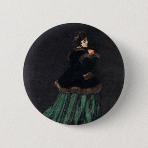 Monet Woman i Grönt Dress Knapp