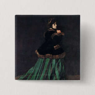 Monet Woman i Grönt Dress Knapp