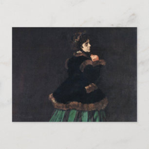 Monet Woman i Grönt Dress Vykort