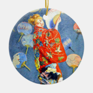 Monet Woman i japanska Costume Julgransprydnad Keramik