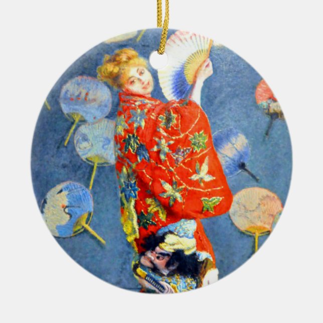 Monet Woman i japanska Costume Julgransprydnad Keramik (Framsidan)