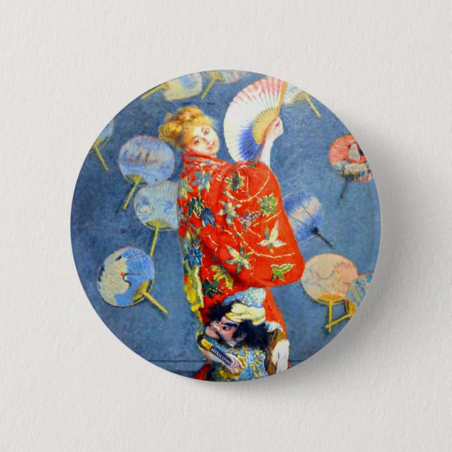 Monet Woman i japanska Costume Knapp (Framsida)