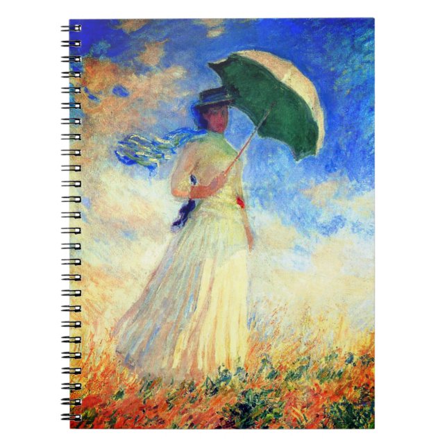 Monet Woman med Parasol Facing Höger Anteckningsbok (Framsidan)