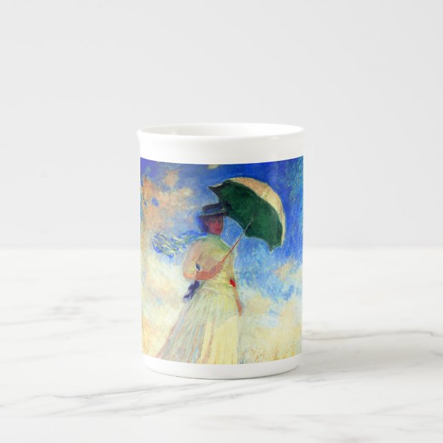 Monet Woman med Parasol Facing Höger Benporslin Mugg (Framsidan)